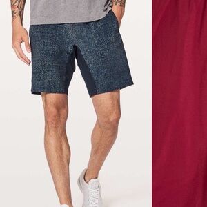 Lululemon Men's Black T.H.E. SHORTS 9" Inseam Lined Size Large Dark Sports Red